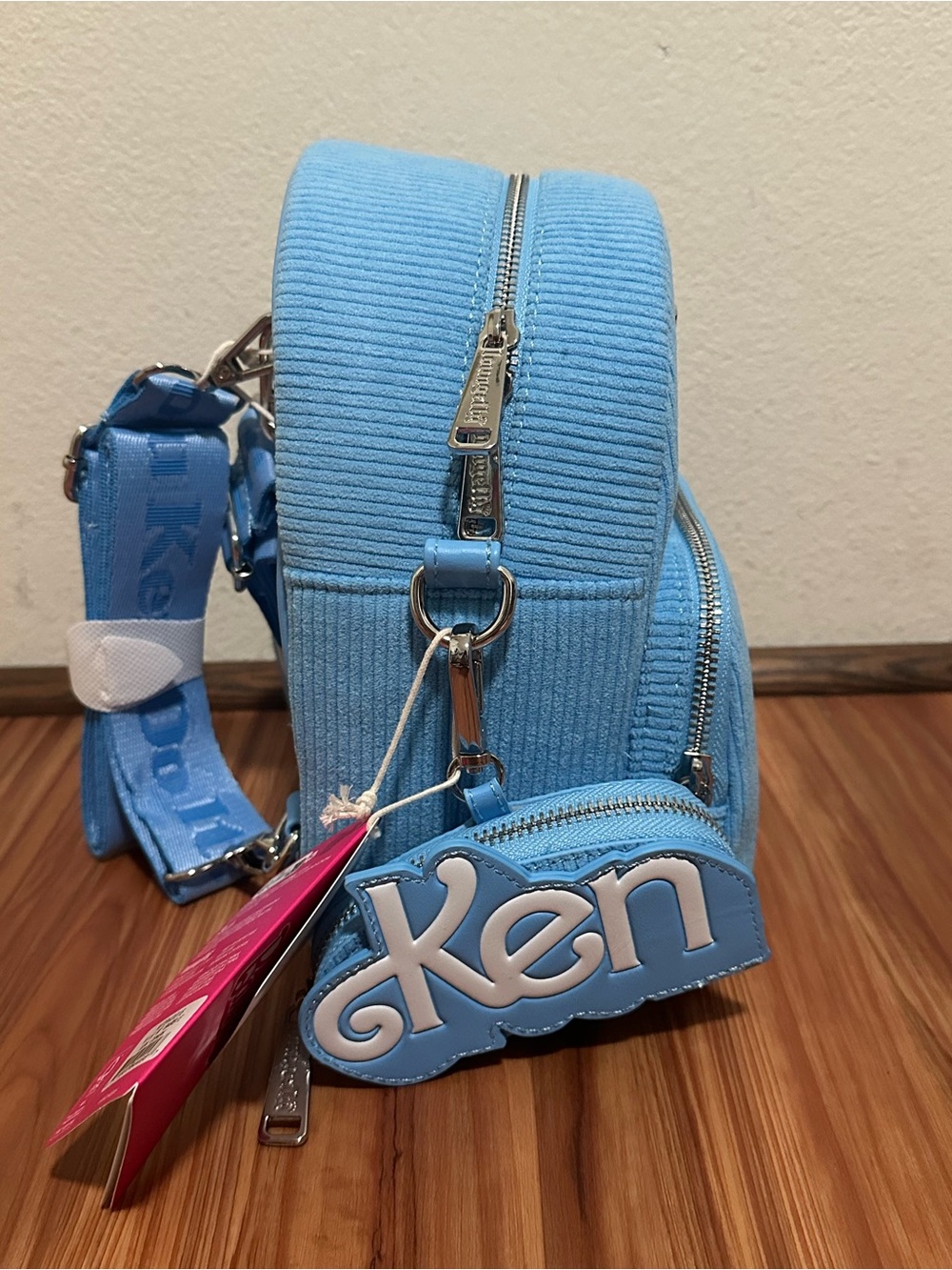 NWT Barbie Loungefly Light Blue Mini Convertible Backpack with Ken Charm - Picture 4 of 5
